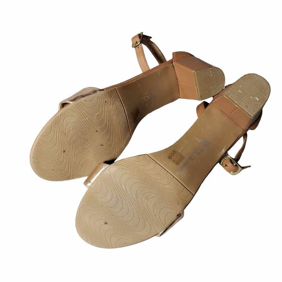CL by Laundry size 9 Rose Gold & Brown Open Toe Heels AS IS NO BOX - Picture 9 of 10